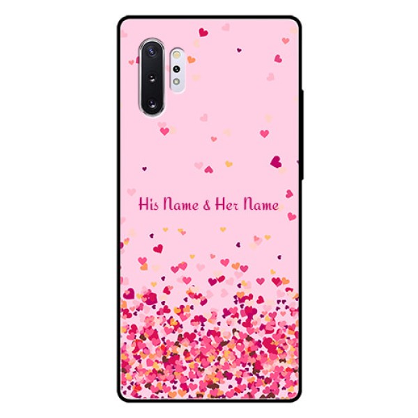 Galaxy Note 10 Plus Photo Printing on Glass Case - Floating Hearts Design