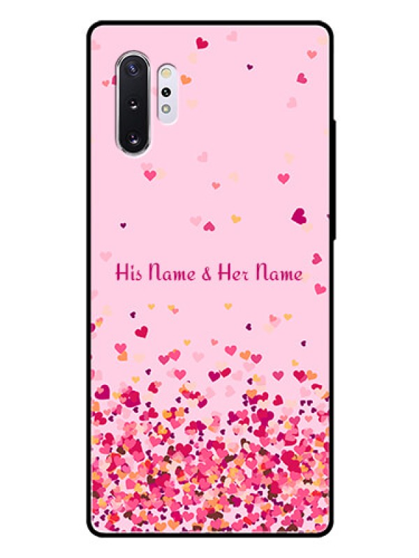 Custom Galaxy Note 10 Plus Photo Printing on Glass Case - Floating Hearts Design
