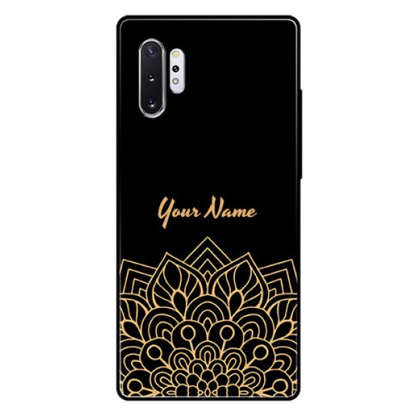 Galaxy Note 10 Plus Custom Glass Phone Case - Golden mandala Design