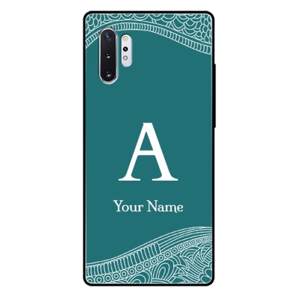 Galaxy Note 10 Plus Personalized Glass Phone Case - line art pattern with custom name Design Galaxy Note 10 Plus Personalized Glass Phone Case - line art pattern with custom name Design