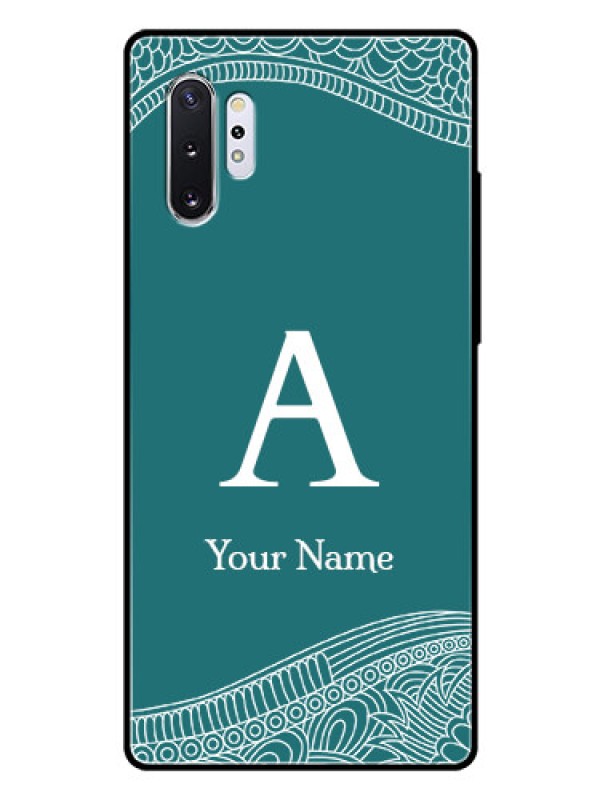 Custom Galaxy Note 10 Plus Personalized Glass Phone Case - line art pattern with custom name Design