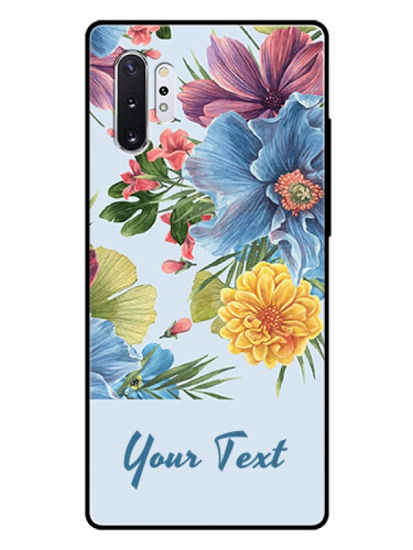 Custom Galaxy Note 10 Plus Custom Glass Mobile Case - Stunning Watercolored Flowers Painting Design