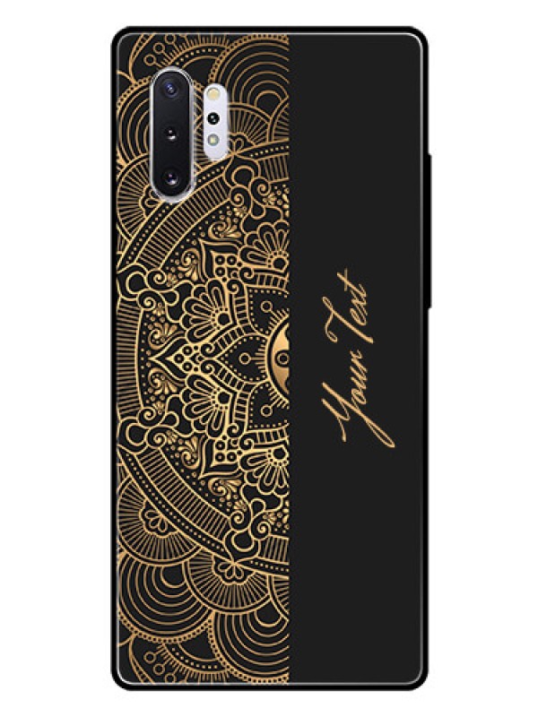 Custom Galaxy Note 10 Plus Photo Printing on Glass Case - Mandala art with custom text Design