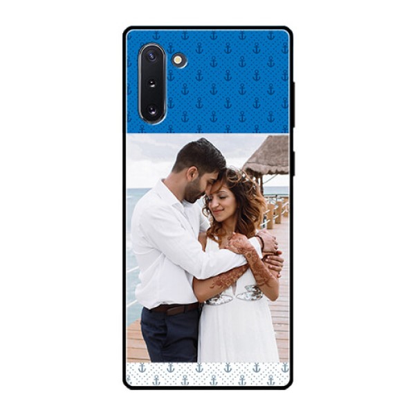 Galaxy Note 10 Photo Printing on Glass Case - Blue Anchors Design Galaxy Note 10 Photo Printing on Glass Case - Blue Anchors Design