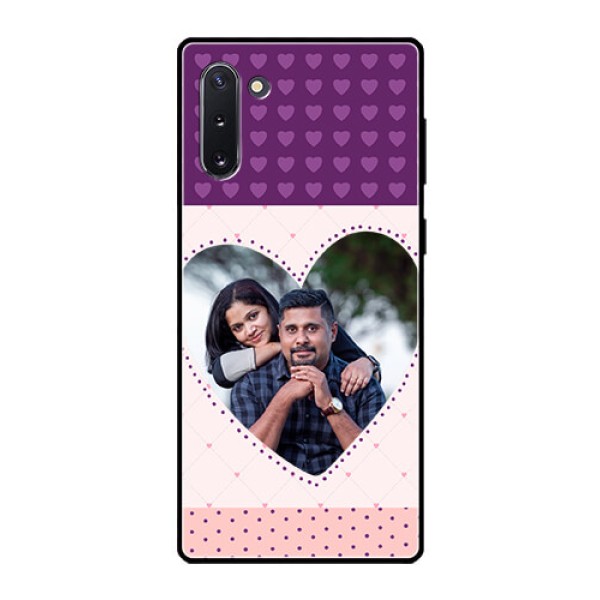 Galaxy Note 10 Custom Glass Phone Case - Violet Love Dots Design Galaxy Note 10 Custom Glass Phone Case - Violet Love Dots Design