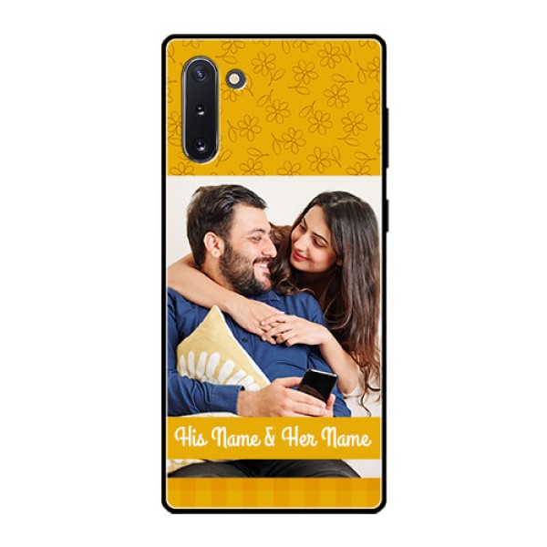Galaxy Note 10 Custom Glass Mobile Case - Yellow Floral Design Galaxy Note 10 Custom Glass Mobile Case - Yellow Floral Design