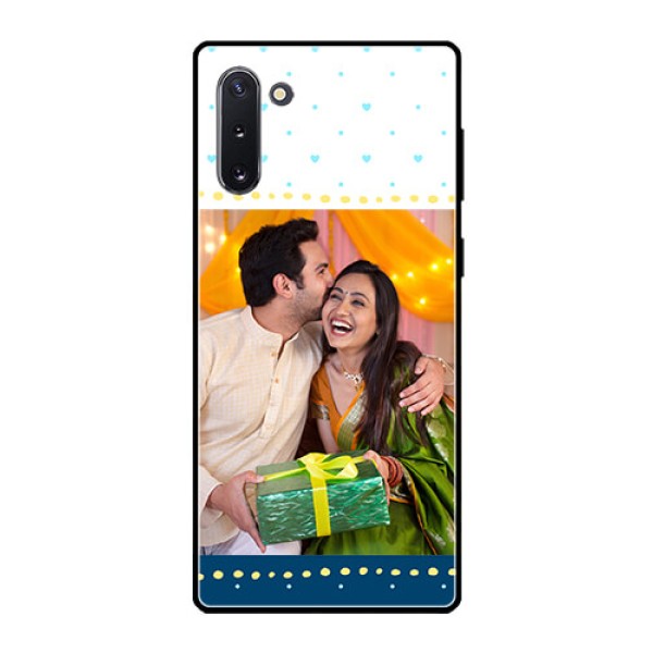 Galaxy Note 10 Personalized Glass Phone Case  - White and Blue Abstract Design