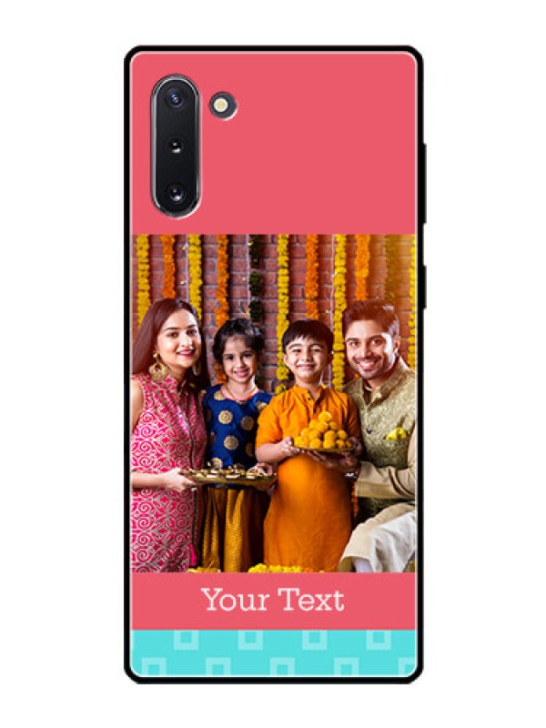 Custom Galaxy Note 10 Personalized Glass Phone Case  - Peach & Blue Color Design