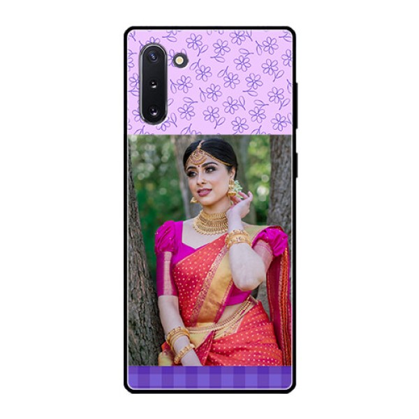 Galaxy Note 10 Custom Glass Phone Case - Purple Floral Design Galaxy Note 10 Custom Glass Phone Case - Purple Floral Design