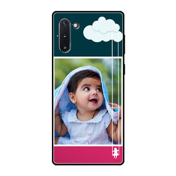Galaxy Note 10 Custom Glass Phone Case  - Cute Girl with Cloud Design