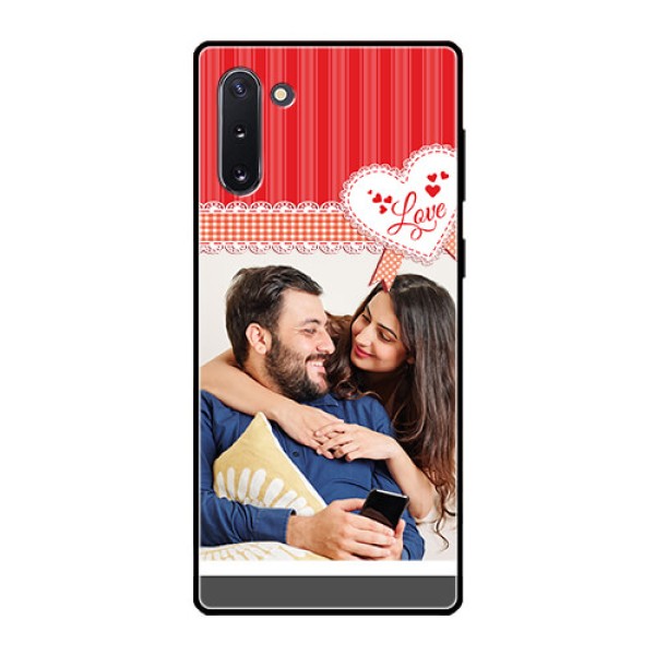 Galaxy Note 10 Custom Glass Mobile Case  - Red Love Pattern Design