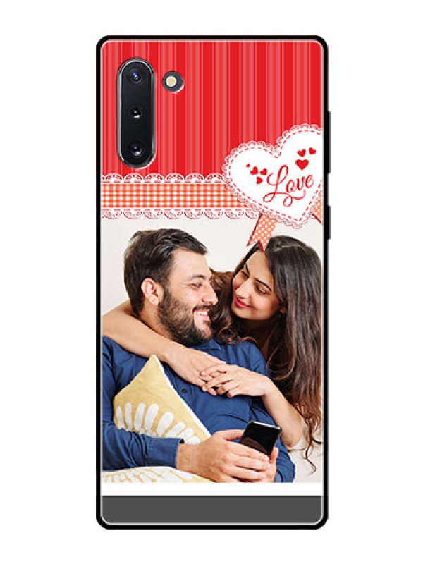 Custom Galaxy Note 10 Custom Glass Mobile Case  - Red Love Pattern Design