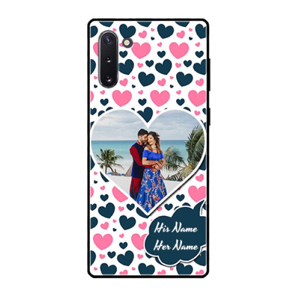 Galaxy Note 10 Custom Glass Phone Case - Pink & Blue Heart Design Galaxy Note 10 Custom Glass Phone Case - Pink & Blue Heart Design
