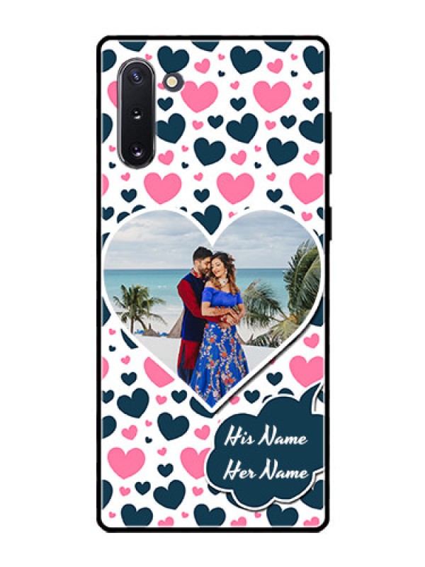 Custom Galaxy Note 10 Custom Glass Phone Case  - Pink & Blue Heart Design