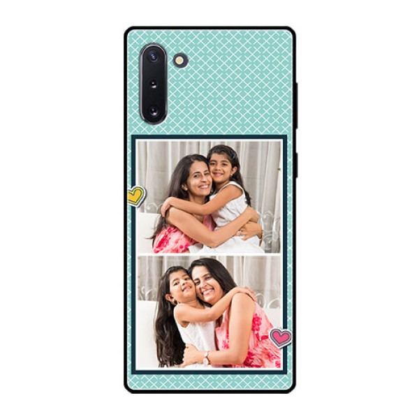 Galaxy Note 10 Custom Glass Phone Case - 2 Image Holder with Pattern Design Galaxy Note 10 Custom Glass Phone Case - 2 Image Holder with Pattern Design