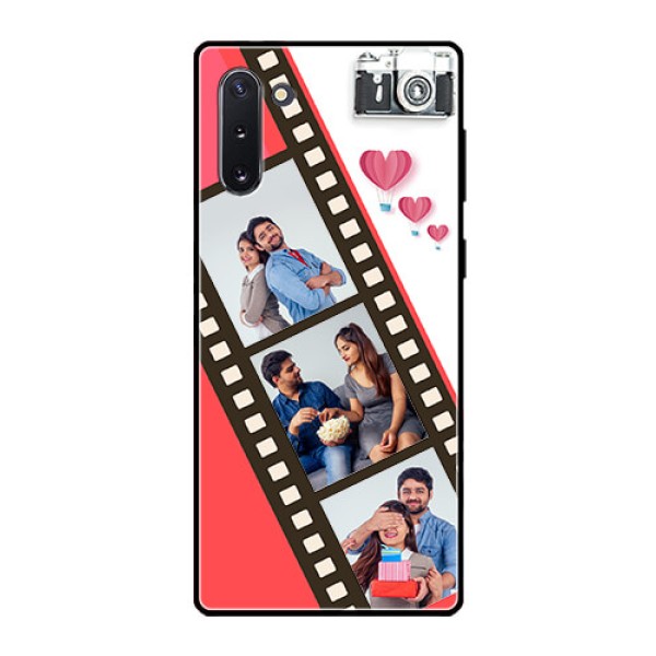 Galaxy Note 10 Personalized Glass Phone Case - 3 Image Holder with Film Reel Galaxy Note 10 Personalized Glass Phone Case - 3 Image Holder with Film Reel