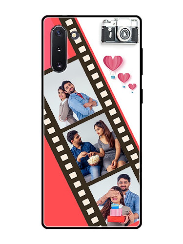 Custom Galaxy Note 10 Personalized Glass Phone Case  - 3 Image Holder with Film Reel