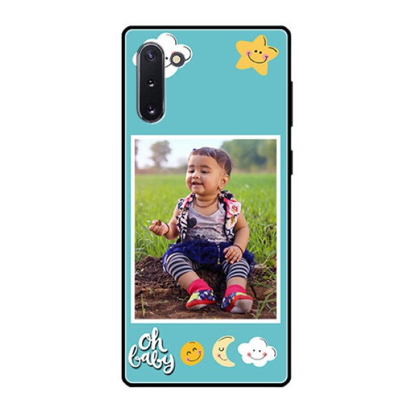 Galaxy Note 10 Personalized Glass Phone Case  - Smiley Kids Stars Design