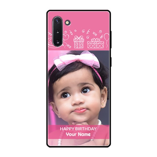 Galaxy Note 10 Photo Printing on Glass Case  - with Birthday Line Art Design
