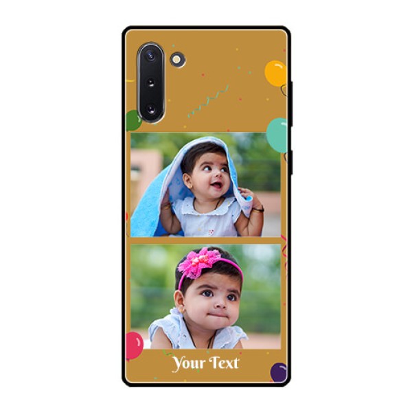 Galaxy Note 10 Personalized Glass Phone Case  - Image Holder with Birthday Celebrations Design