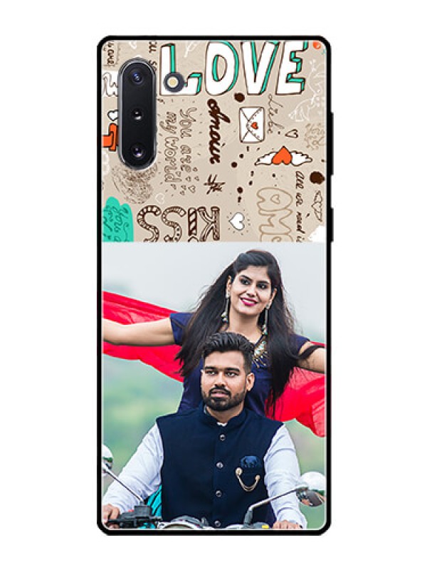 Custom Galaxy Note 10 Custom Glass Phone Case  - Love Doodle Pattern 