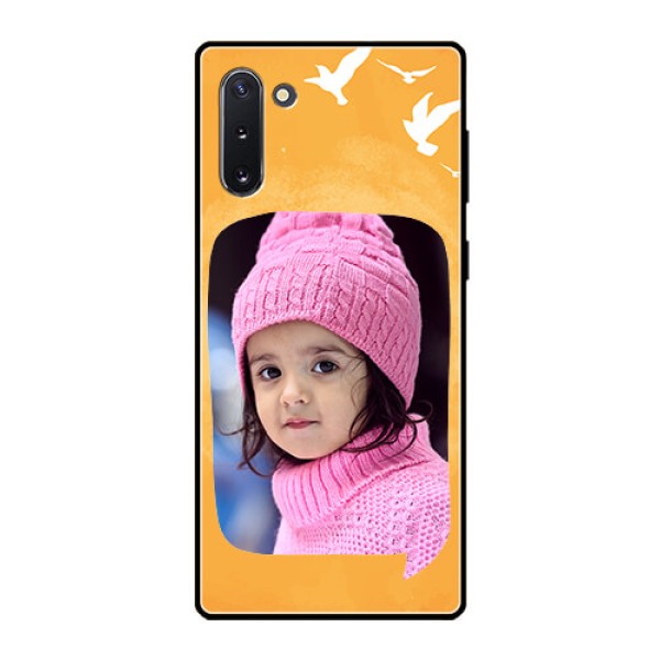 Galaxy Note 10 Personalized Glass Phone Case - Water Color Design with Bird Icons Galaxy Note 10 Personalized Glass Phone Case - Water Color Design with Bird Icons