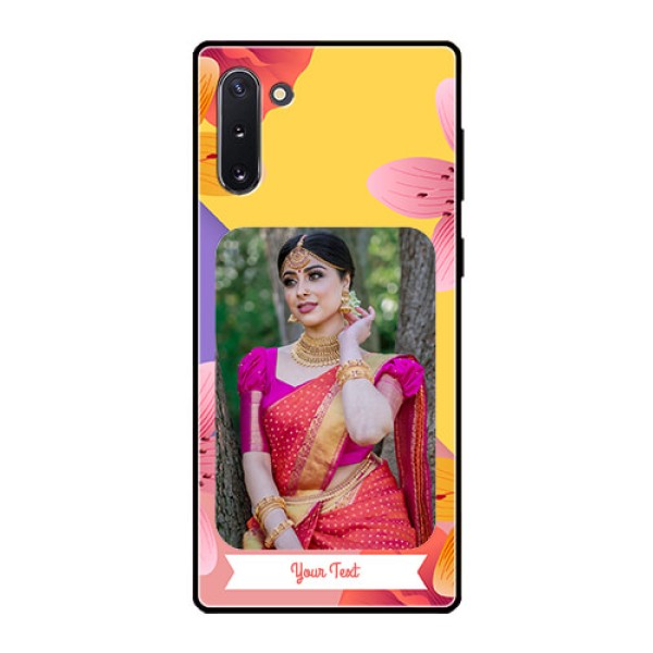 Galaxy Note 10 Custom Glass Mobile Case - 3 Image With Vintage Floral Design Galaxy Note 10 Custom Glass Mobile Case - 3 Image With Vintage Floral Design