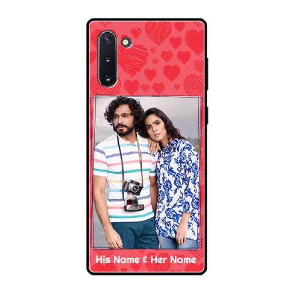 Galaxy Note 10 Photo Printing on Glass Case - with Red Heart Symbols Design Galaxy Note 10 Photo Printing on Glass Case - with Red Heart Symbols Design