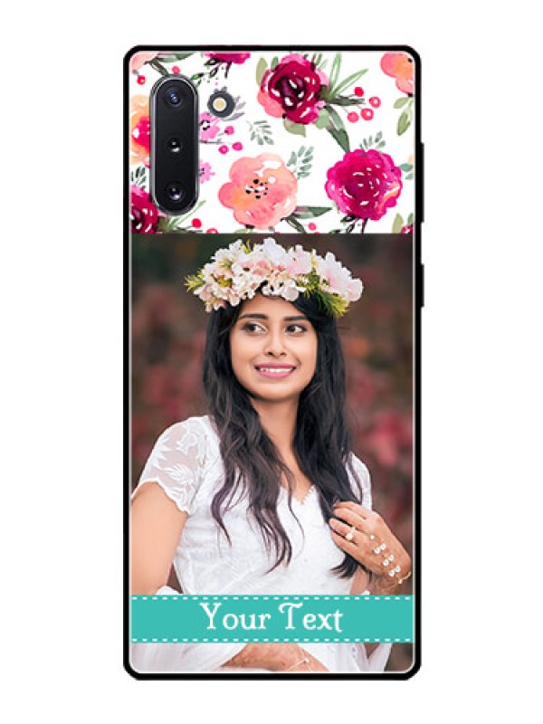 Custom Galaxy Note 10 Custom Glass Phone Case  - Watercolor Floral Design