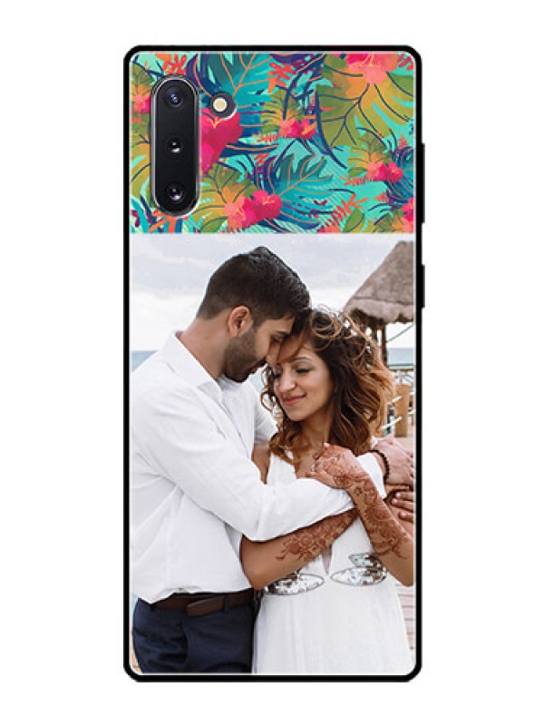 Custom Galaxy Note 10 Photo Printing on Glass Case  - Watercolor Floral Design