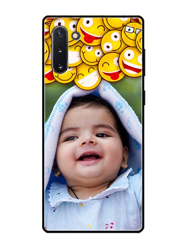 Custom Galaxy Note 10 Custom Glass Mobile Case  - with Smiley Emoji Design