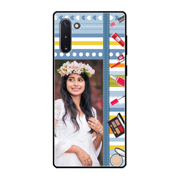 Galaxy Note 10 Personalized Glass Phone Case - Makeup Icons Design Galaxy Note 10 Personalized Glass Phone Case - Makeup Icons Design