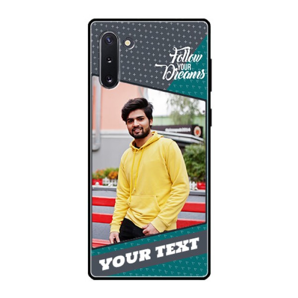 Galaxy Note 10 Personalized Glass Phone Case  - Background Pattern Design with Quote