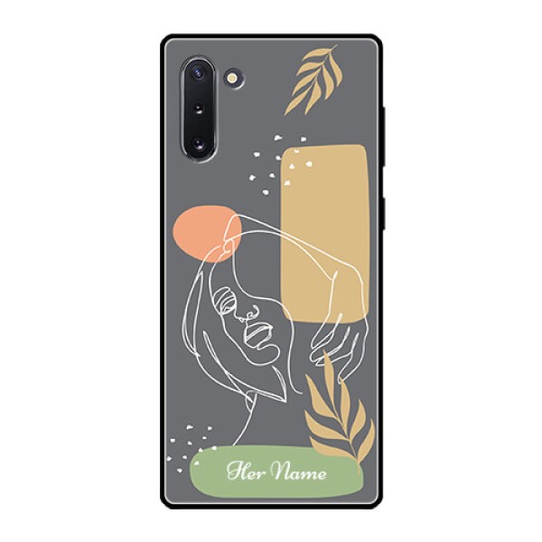 Galaxy Note 10 Custom Glass Phone Case - Gazing Woman line art Design