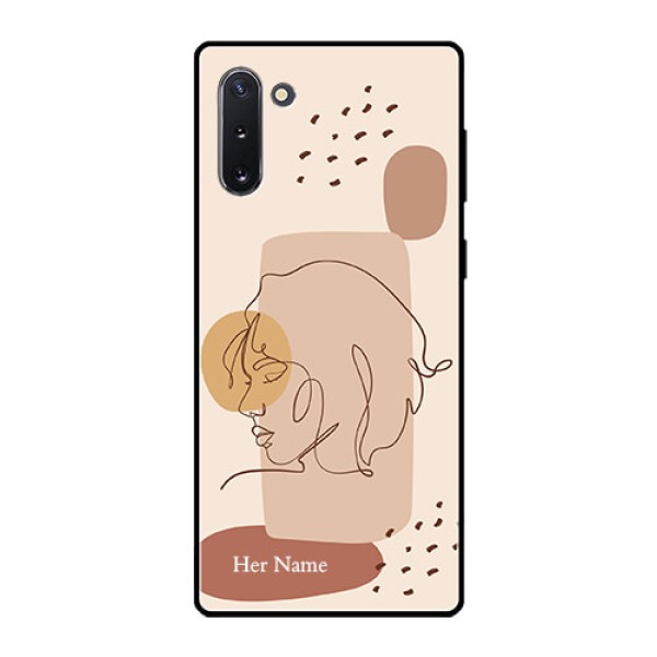 Galaxy Note 10 Photo Printing on Glass Case - Calm Woman line art Design Galaxy Note 10 Photo Printing on Glass Case - Calm Woman line art Design
