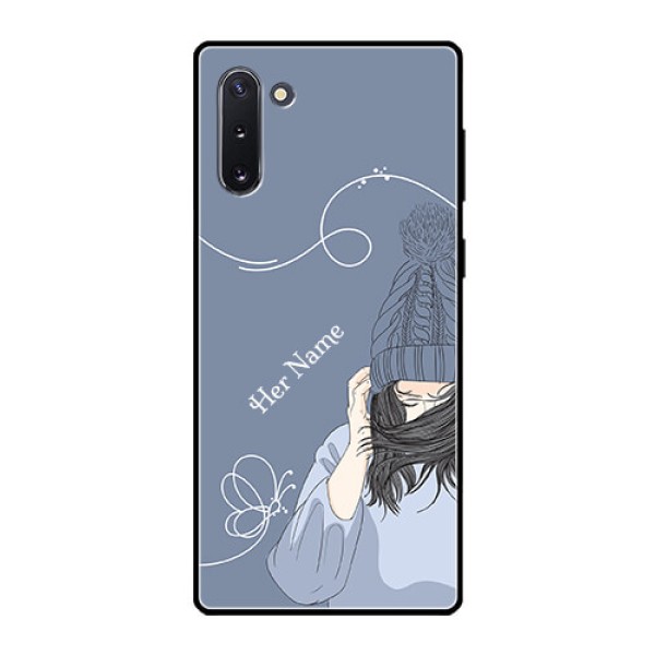 Galaxy Note 10 Custom Glass Mobile Case - Girl in winter outfit Design Galaxy Note 10 Custom Glass Mobile Case - Girl in winter outfit Design