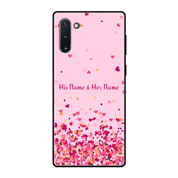 Galaxy Note 10 Photo Printing on Glass Case - Floating Hearts Design