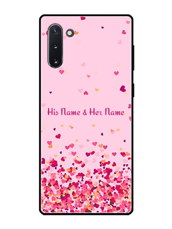 Custom Galaxy Note 10 Photo Printing on Glass Case - Floating Hearts Design