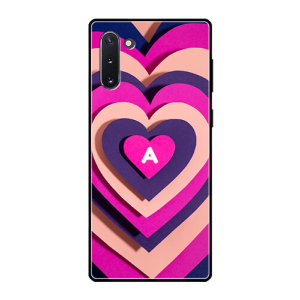 Galaxy Note 10 Custom Glass Mobile Case - Cute Heart Pattern Design