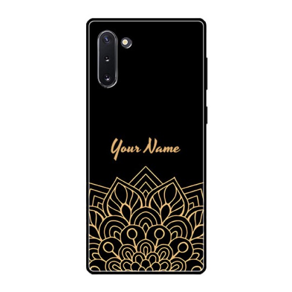 Galaxy Note 10 Custom Glass Phone Case - Golden mandala Design