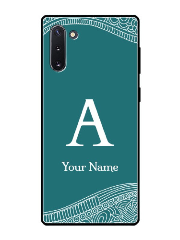 Custom Galaxy Note 10 Personalized Glass Phone Case - line art pattern with custom name Design
