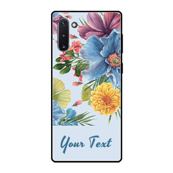 Galaxy Note 10 Custom Glass Mobile Case - Stunning Watercolored Flowers Painting Design