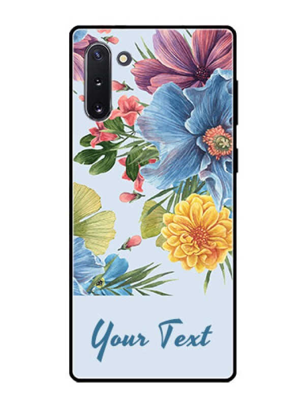 Custom Galaxy Note 10 Custom Glass Mobile Case - Stunning Watercolored Flowers Painting Design