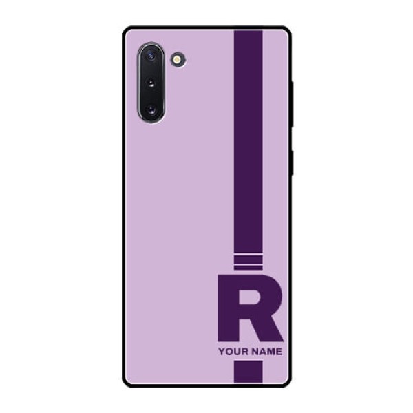 Galaxy Note 10 Photo Printing on Glass Case - Simple dual tone stripe with name Design Galaxy Note 10 Photo Printing on Glass Case - Simple dual tone stripe with name Design