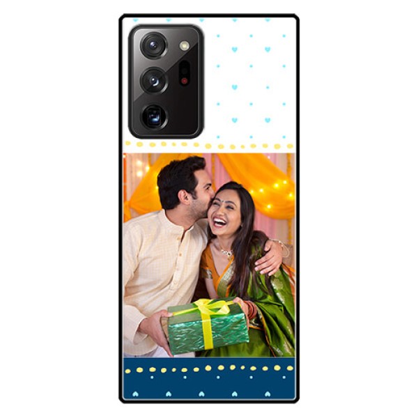 Galaxy Note 20 Ultra Personalized Glass Phone Case  - White and Blue Abstract Design