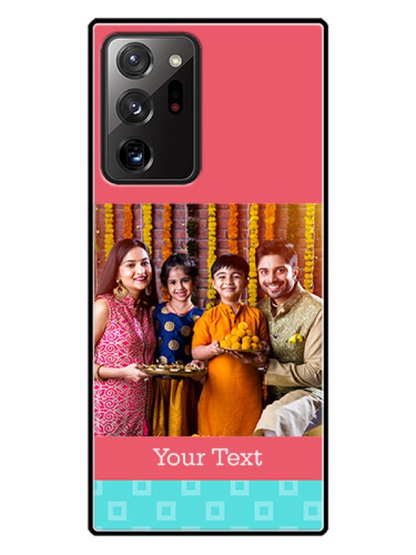 Custom Galaxy Note 20 Ultra Personalized Glass Phone Case  - Peach & Blue Color Design