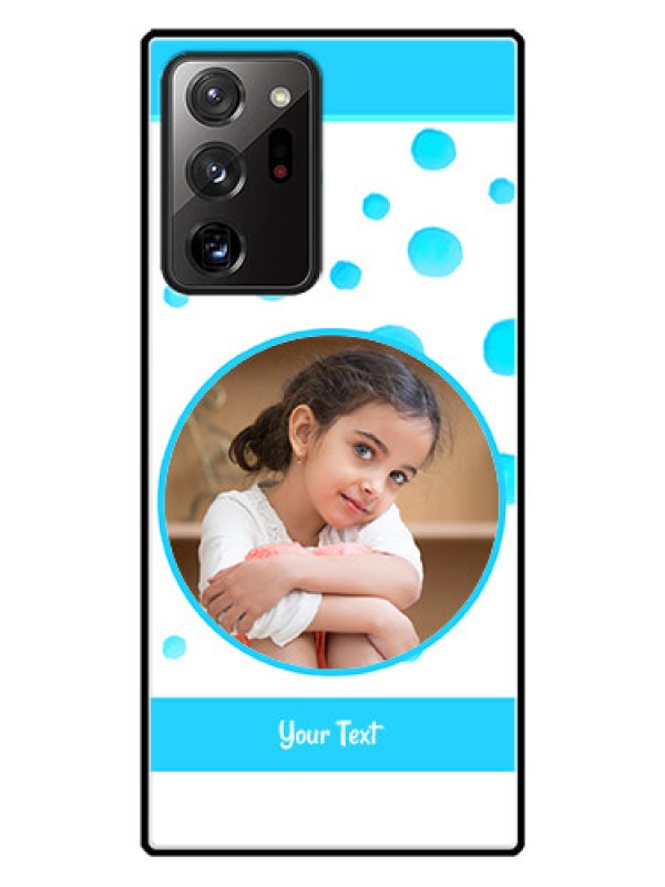 Custom Galaxy Note 20 Ultra Photo Printing on Glass Case  - Blue Bubbles Pattern Design