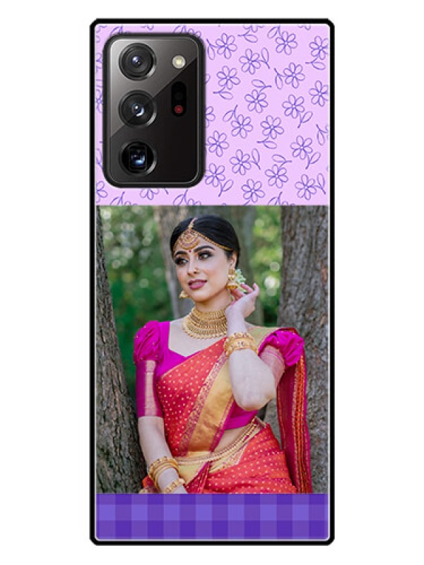 Custom Galaxy Note 20 Ultra Custom Glass Phone Case  - Purple Floral Design