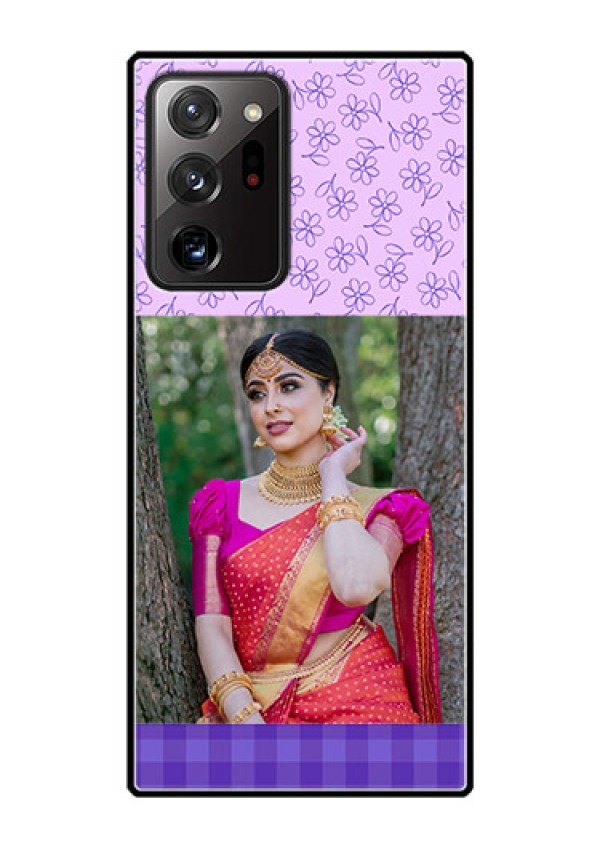 Galaxy Note 20 Ultra Custom Glass Phone Case  - Purple Floral Design