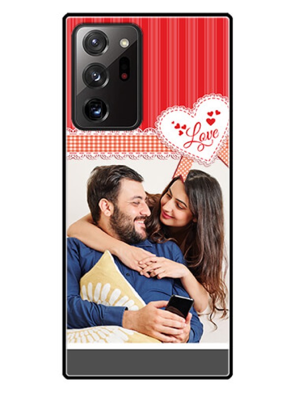 Custom Galaxy Note 20 Ultra Custom Glass Mobile Case  - Red Love Pattern Design